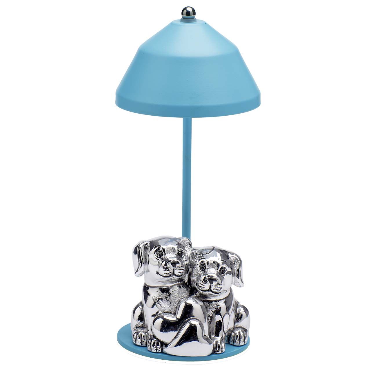 LAMPADA CON CARICA USB E COPPIA CAGNOLINI - AZZURRA